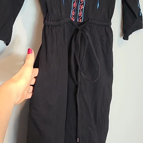 eShakti Embroidered Dress Womens Size 0 Boho Black Fall Festival Prairie Country - Picture 4 of 10